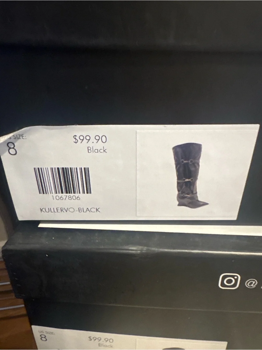 Black Kullervo Slouchy Wedge Knee-High Boots Buckle Detail Pointed Toe NIB